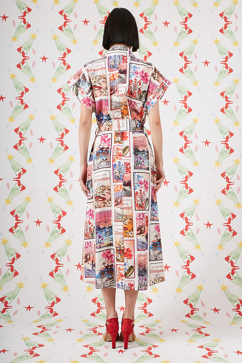 Shop Shirtaporter Postcard Print Dress Wait and See