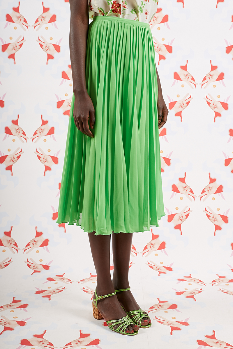 Shop Essentiel Lime Pleated Skirt | Wait and See