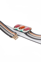 Elasticated striped belt with embellished buckle  image