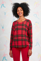 Red large houndstooth check printed sweater  image