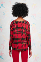 Red large houndstooth check printed sweater  image