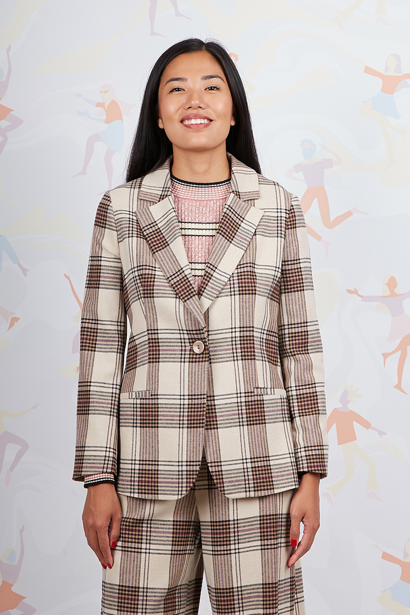 beige plaid blazer