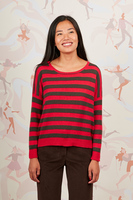 Lipstick red striped cashmere sweater  image