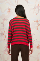 Lipstick red striped cashmere sweater  image
