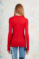 Lipstick Red ribbed sweater  image