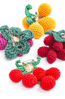 Raspberries Crochet Brooch image
