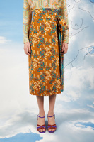 Mustard and petrol transitional floral print wrap skirt  image