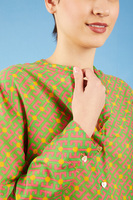 Neon pink and emerald green geometric print voile shirt  image