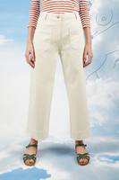 Wide leg cropped cream jeans  image