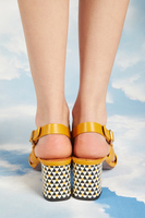 Ochre Geometric Sandals with Graphic Printed Heels  image
