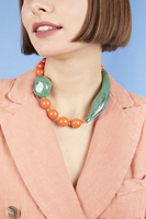 Green and Orange Short Statement Necklace  image