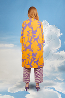 Tangerine orange and violet abstract floral print overcoat  image