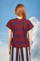 Aubergine and grape wide striped knit t-shirt image