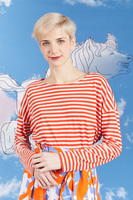 Red striped oversized t-shirt  image