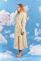 Pale yellow oversized trench coat  image