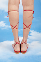 Red thong lace up sandals  image