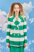Emerald green striped jersey blazer  image