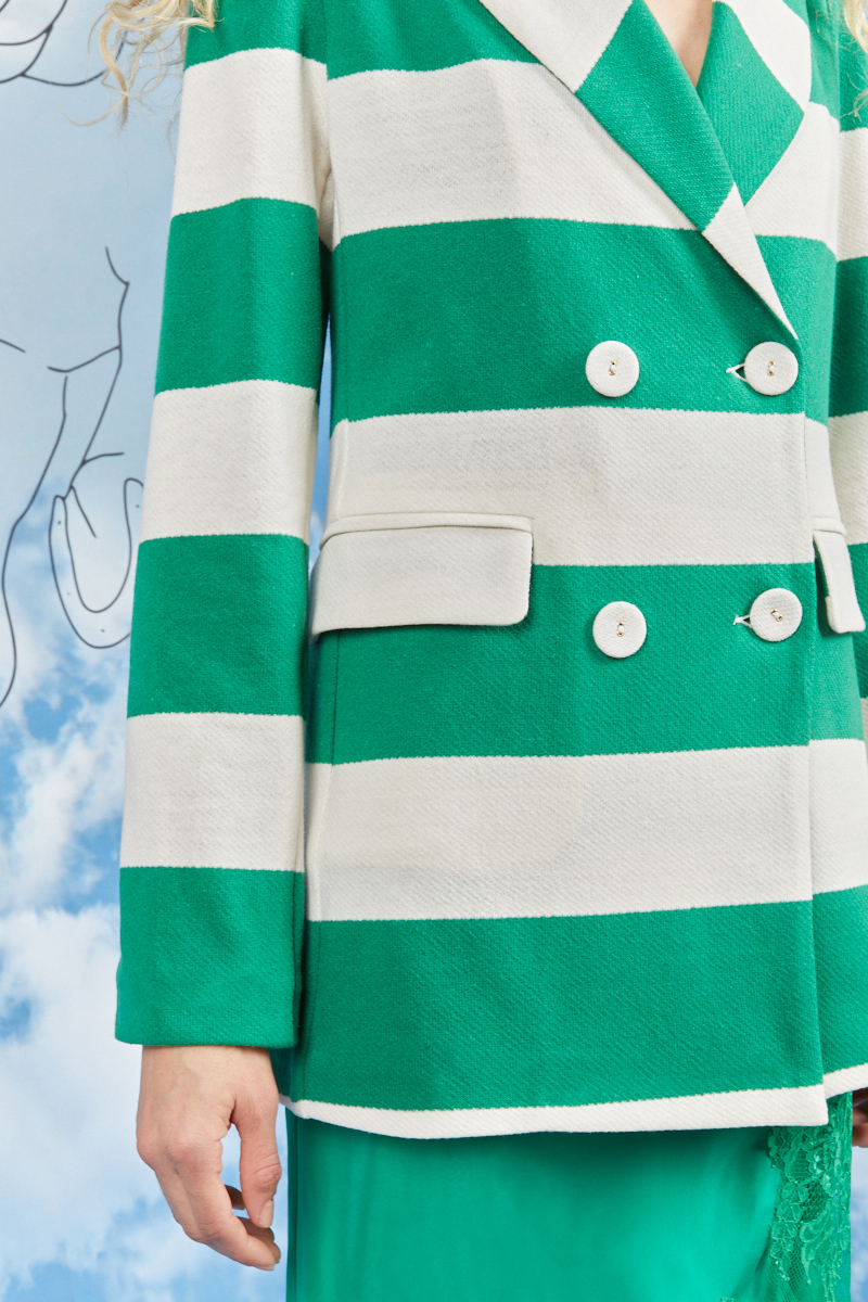 striped green blazer