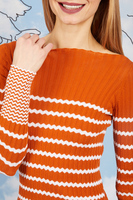 Cinnamon brown stripe ribbed sweater  image