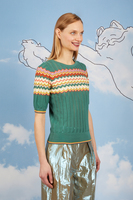 Fir Green Zig Zag Pointelle Sweater  image