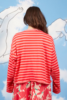 Bubblegum pink and red stripe oversized sweater  image