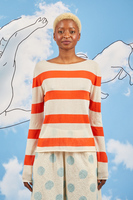 Papaya orange wide striped sweater  image