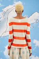 Papaya orange wide striped sweater  image