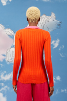 Papaya orange ribbed polo sweater  image