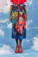 Eclectic Pattern Pleated Silk Skirt  image
