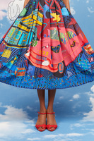 Eclectic Pattern Pleated Silk Skirt  image