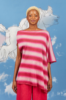 Pink striped asymmetrical knit top  image