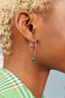 Single Small Gold Curved Arrow Earring With Malachite  image