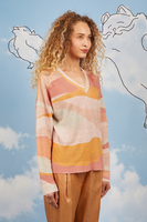 Peach and tangerine wave printed sweater  image