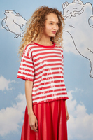 Lipstick red striped sequin knit t-shirt image