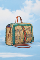 Woven raffia bag with green border  image