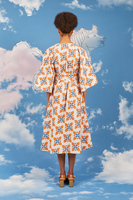 Orange and blue printed kimono dress  image