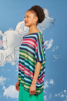 Multicolour striped asymmetrical knit top image
