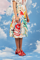 Numbers geometric print pleated skirt  image