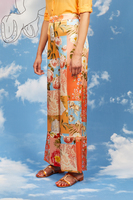 Peach garden print silk pants  image