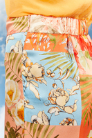 Peach garden print silk pants  image