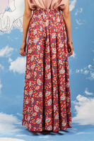 Red paisley and floral print maxi skirt  image