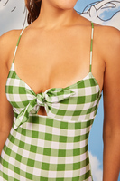 Green checked swimsuit  image