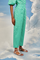 Emerald green check cropped pants  image