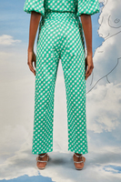 Emerald green check cropped pants  image