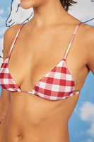 Berry checked triangle bikini set  image