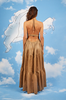 Brown halterneck sundress with cut outs  image