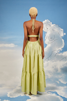 Pale apple green halterneck sundress with cut outs  image