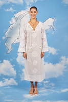 White voile tunic dress with appliqués image