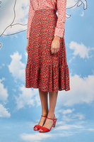 Ditsy red floral print skirt  image