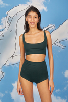 Bottle green jersey tank bikini set   image